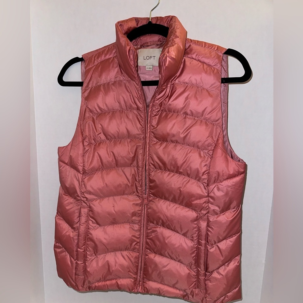LOFT Pink Quilted Puffer Vest
